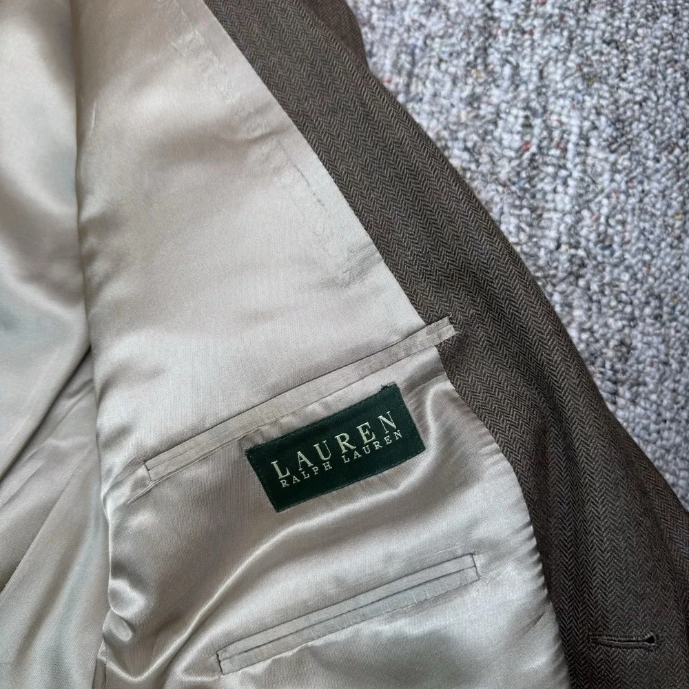 Lauren Ralph Lauren Macy's Blazer Mens 42L Check Wool Brown